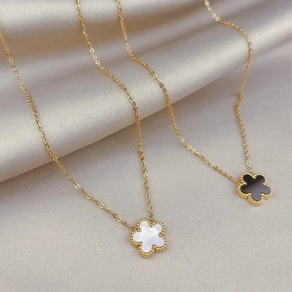 1Pc Fashion Stainless Steel Woman Necklace, Five-Leaf Flower Simple Clover Elegant Necklaces Pendant Charm Jewelry Accessories